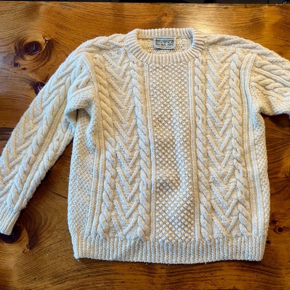 Irish Wool Sweater, Mens L, Aran Sweater Market